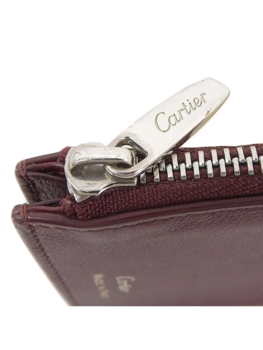 Cartier Leather Wallet with Zip Slim Card Holder Bordeaux